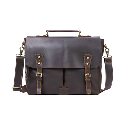 Retro 15" Cowhide Leather Work & Travel Bag