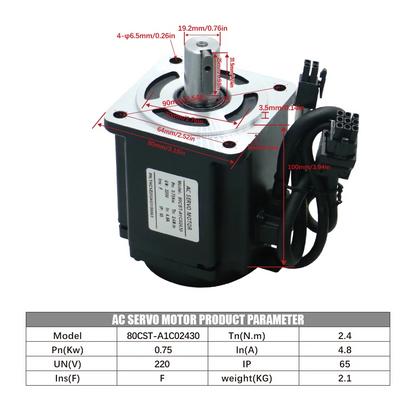 CNC 750W Servo Motor with Absolute Encoder 2.4N