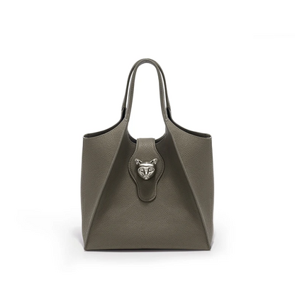 Gray Leather Tote Bag for Work and Travel