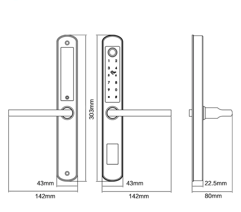 Waterproof 6085 Silver Electronic Door Lock with RFID
