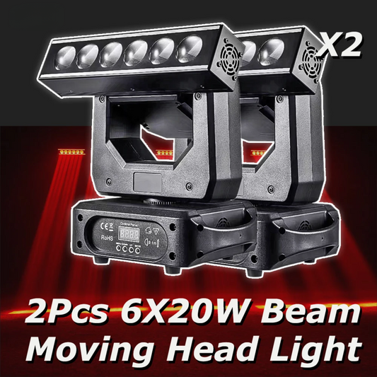 2-Pack 6x20W RGBW LED Moving Head Stage Lights