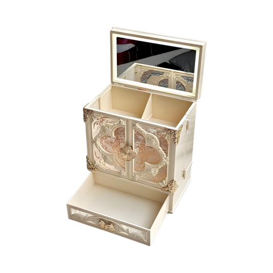 Large Acrylic Jewelry Box with Necklace & Ring Storage