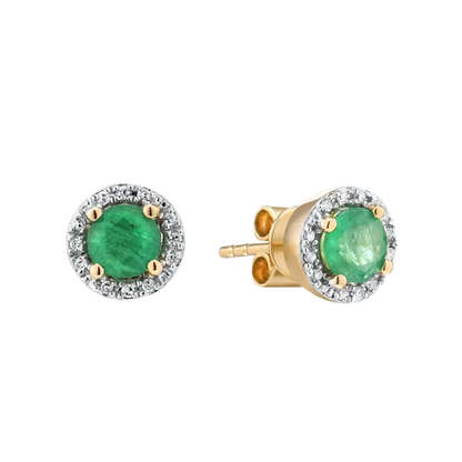 14K Gold Emerald Butterfly Stud Earrings for Women