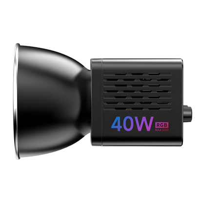 Adjustable 40W COB LED Video Light 0–359° RGB & Bi-Color