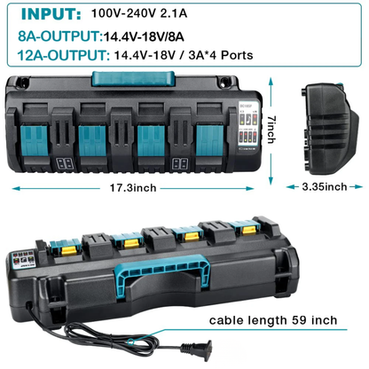 Portable 4-Port LXT Lithium-Ion Battery Charger 12A