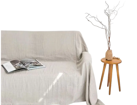 Premium Silver Linen Couch Cover Loveseat Furniture Protector