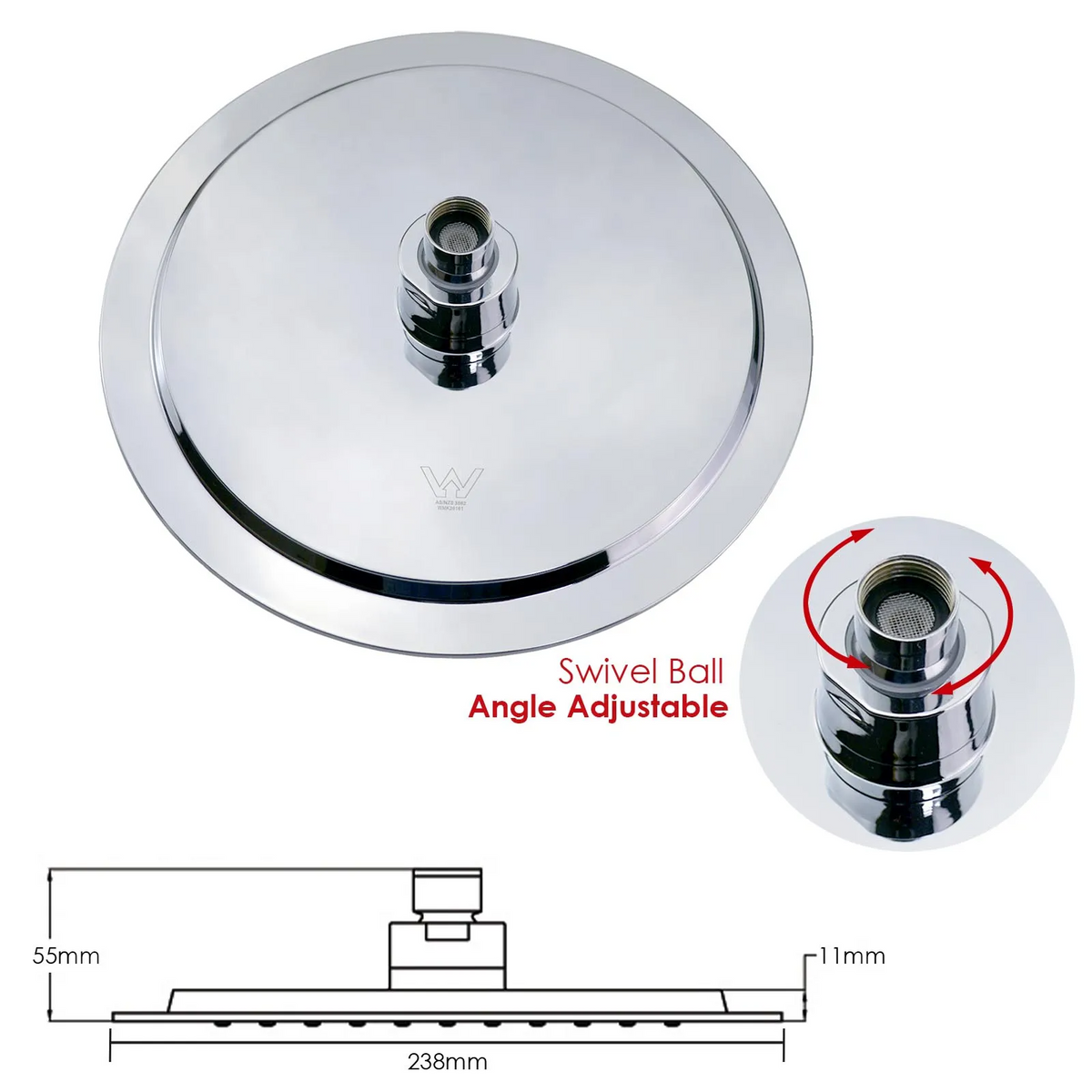 Round Rain Shower Head 2in1 Twin Shower Set