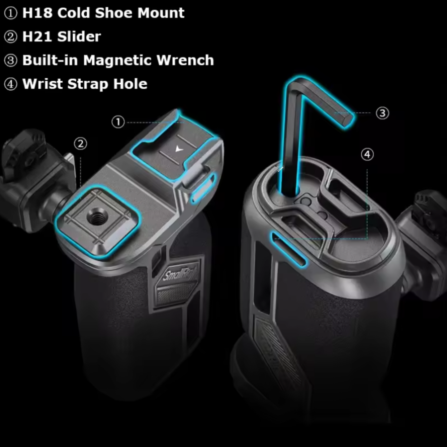 Adjustable DSLR Camera Handle Kit with Rotating Grip