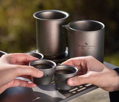 Lightweight Titanium Teapot Set with 4 Cups