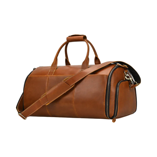 Business Leather Suit Bag with Organizer Brown