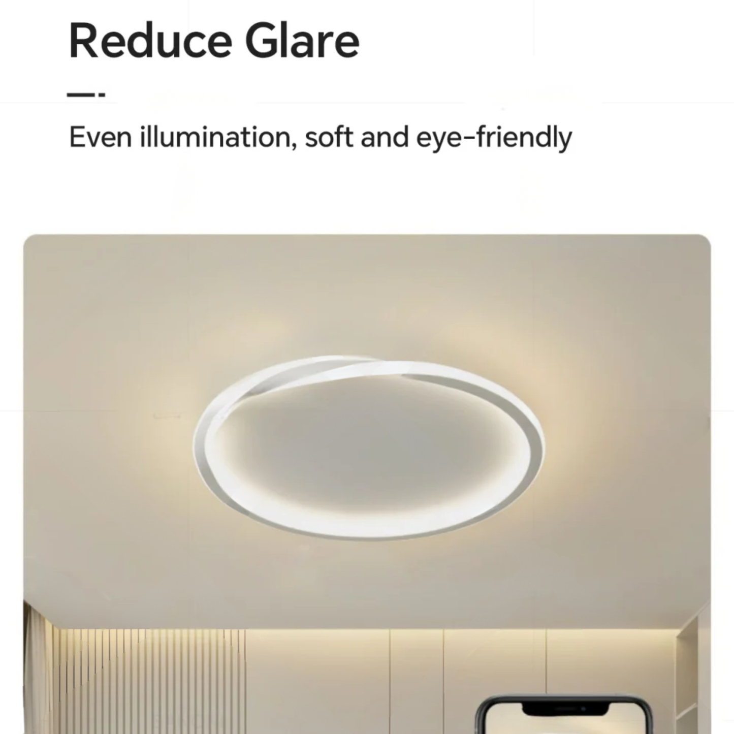 Black 40cm Modern LED Ceiling Light Adjustable Brightness