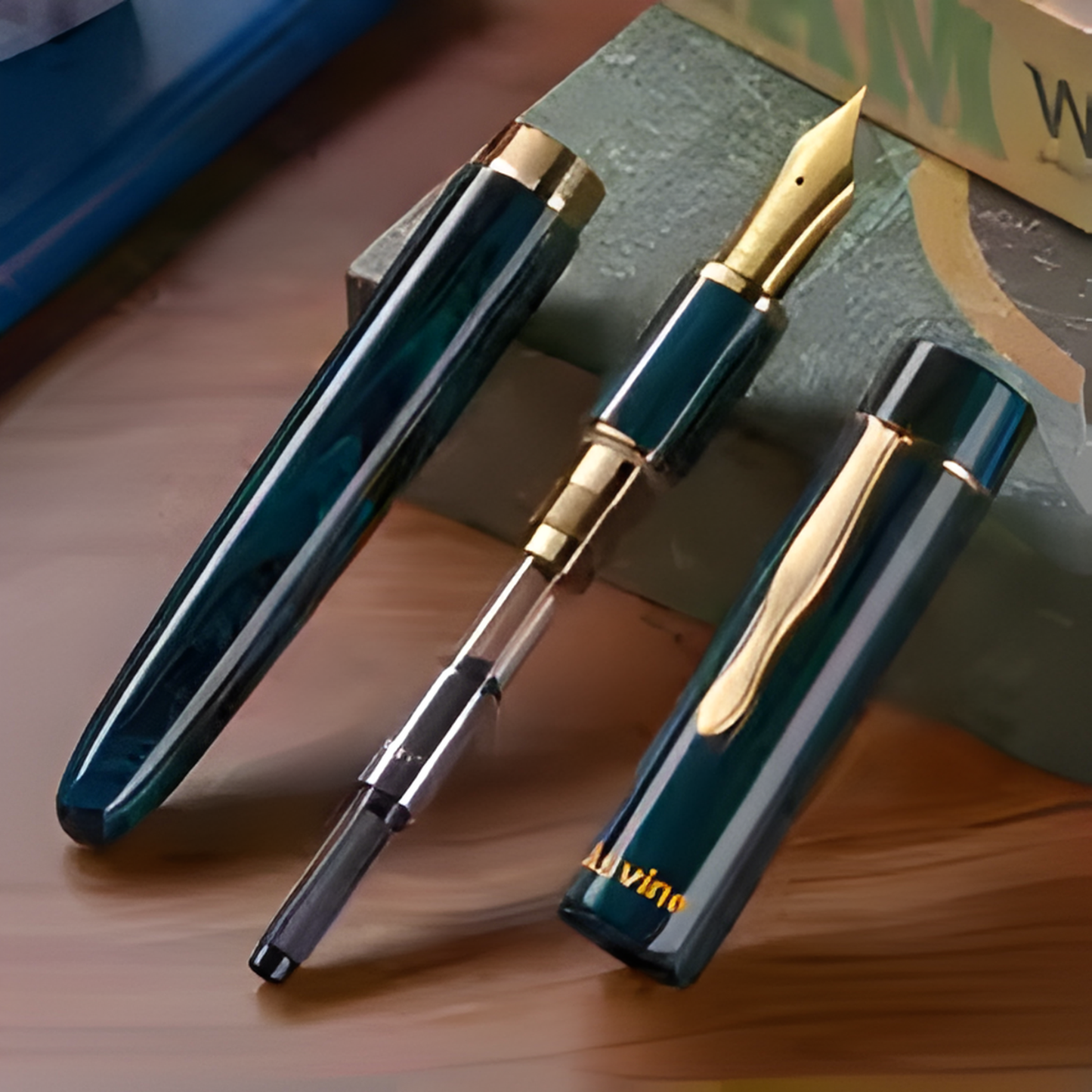 Blue Ebonite Fountain Pen Stub 1.1 Nib