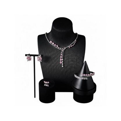 Fashion Pink CZ Necklace Jewellery Set 40 cm Women