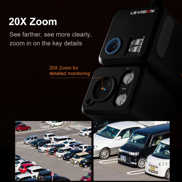 4K Dual-Lens Solar Security Camera 20X Zoom PTZ