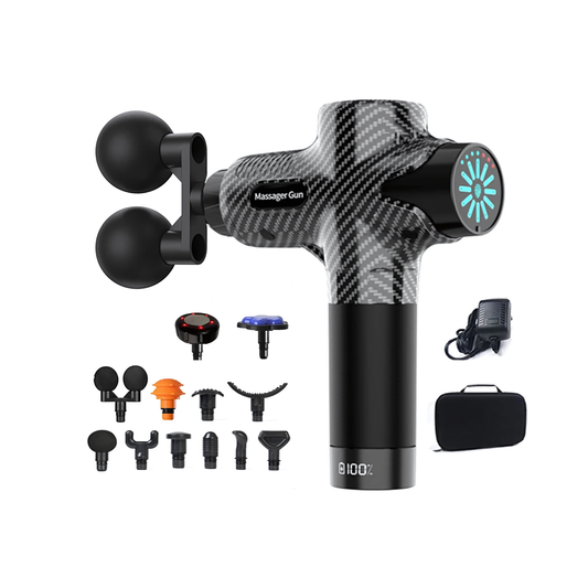 24V Carbon Massage Gun with 12 Heads and Heat Therapy