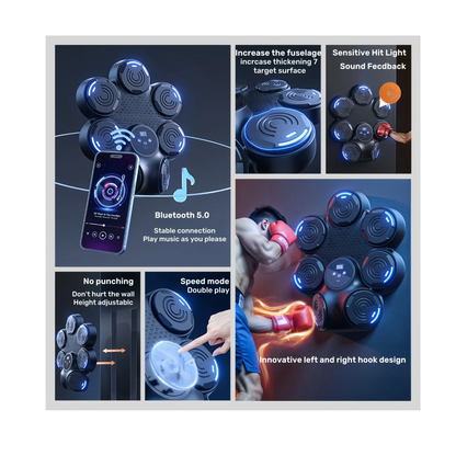 Wall Mounted Music Boxing Trainer Bluetooth Punch Target Black