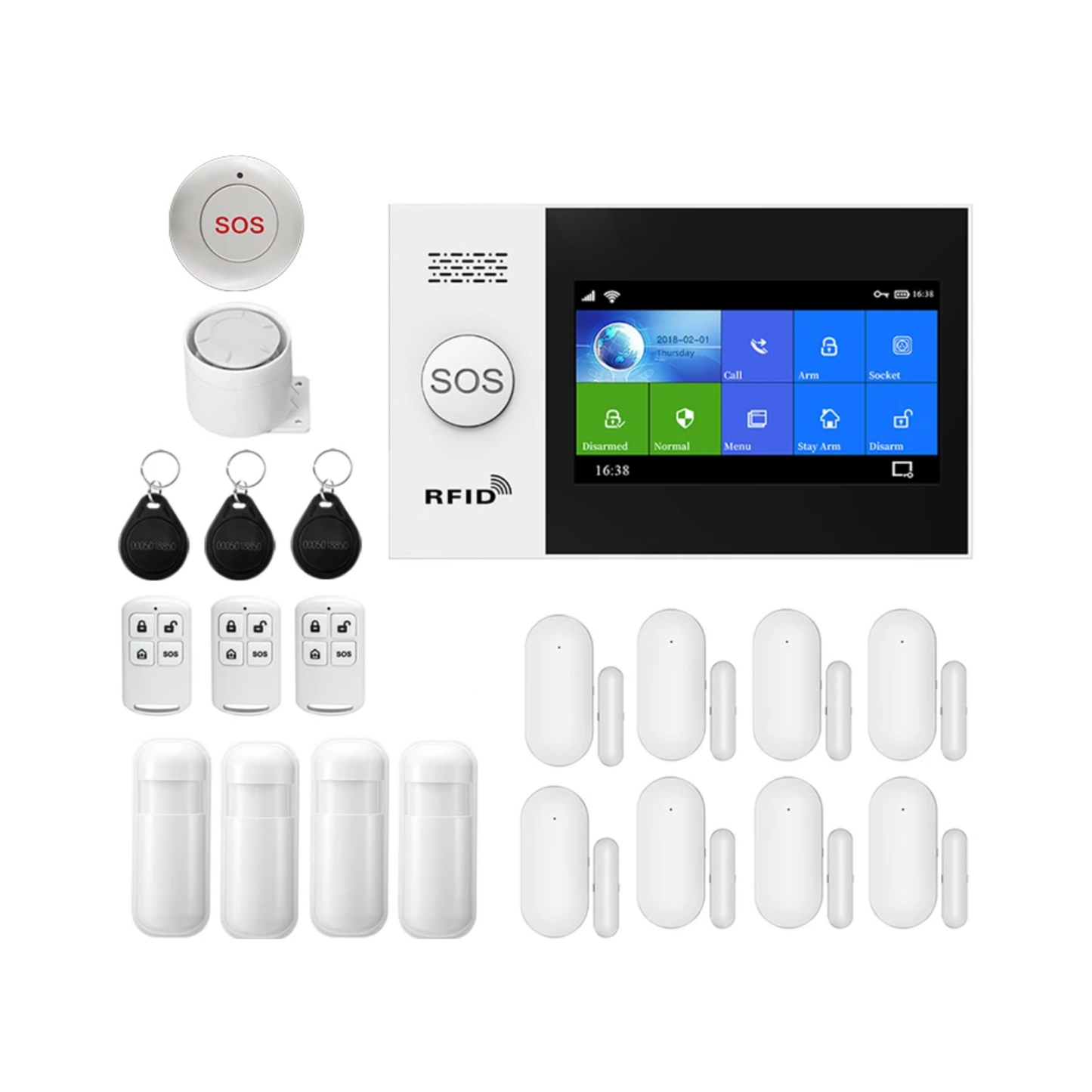 Wireless Alarm System with Touch Display Compatible with Alexa Google