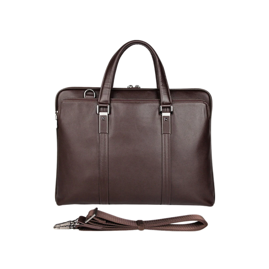 Mens Leather Business Laptop Bag 15.6" Coffee