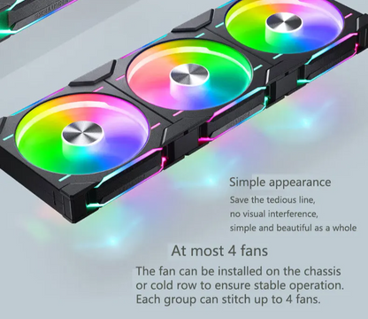 Black 140mm Reversed Case Fans 3-Pack with D-RGB Control
