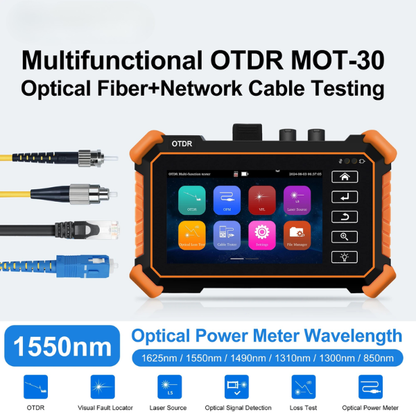 Portable 4 Inch OTDR Fiber Optic Tester 1550nm 24dB OPM VFL