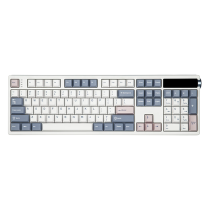 108-Key Hot-Swap Keyboard White Blue Pink with Screen & Knob
