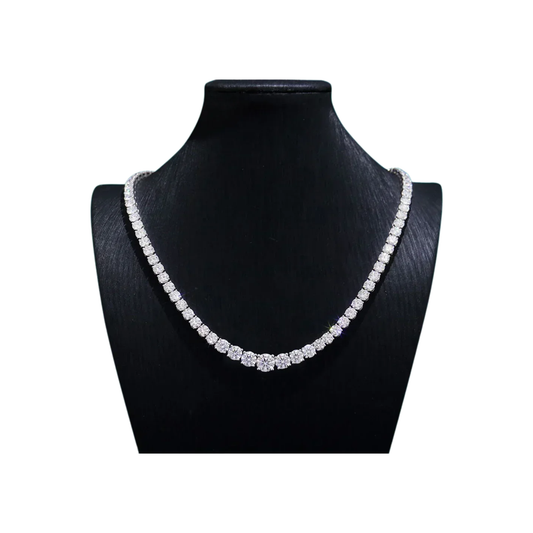 Gradient Moissanite Tennis Necklace 16in Sparkling Sterling Silver