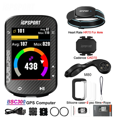 GPS Bike Computer with Heart Rate and Cadence Sensor Set