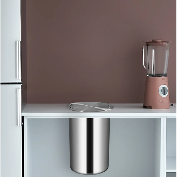 12L Stainless Steel Recessed Countertop Kitchen Bin