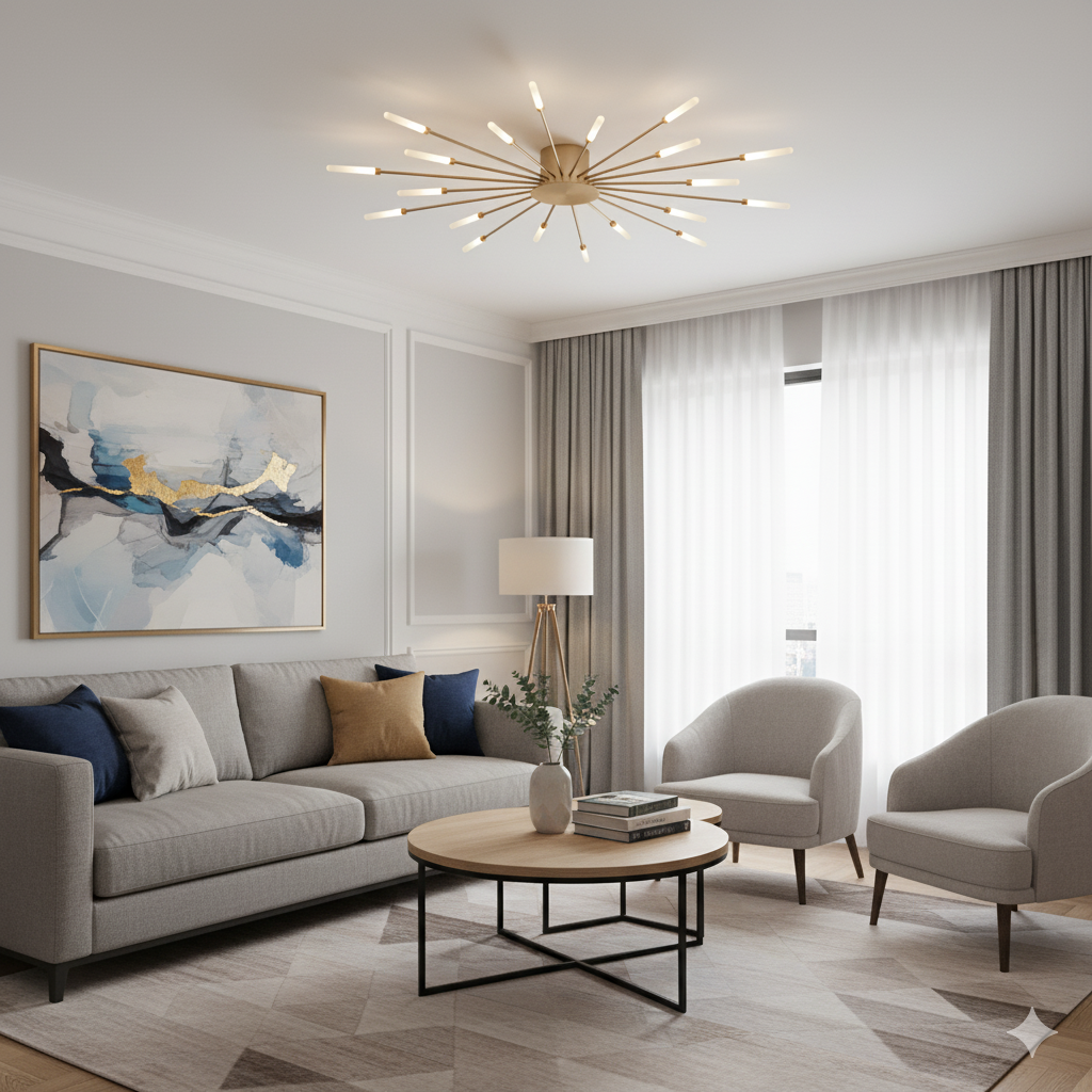Nordic Minimalist LED Ceiling Lamp 20 Lights Matte Gold