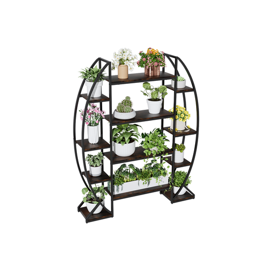 Industrial Half-Moon Flower Rack Multi-Tier Display Shelf