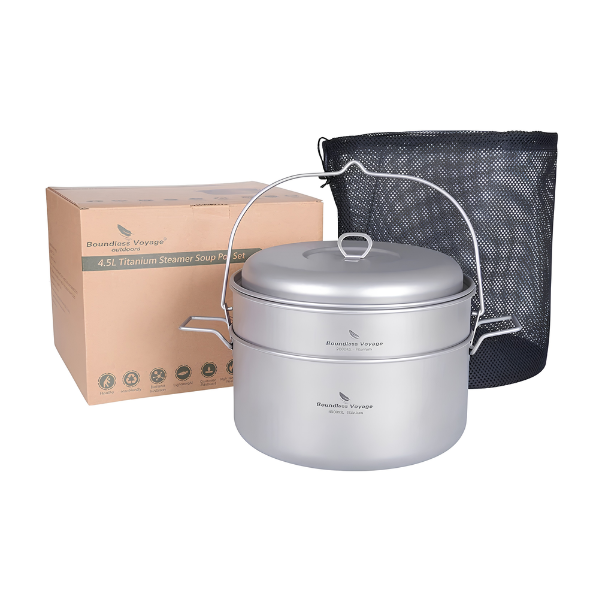Portable 4.5L Titanium Pot with 2L Steamer Set