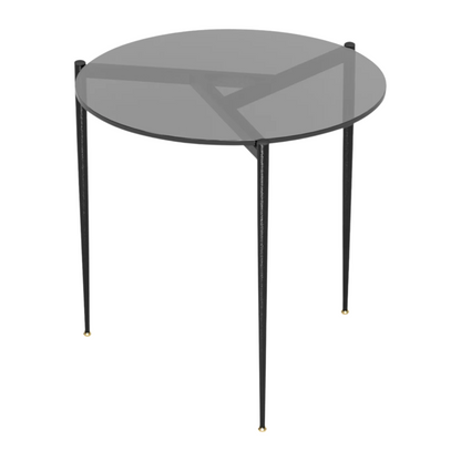 Round Tempered Glass Side Table with Sleek Metal Legs