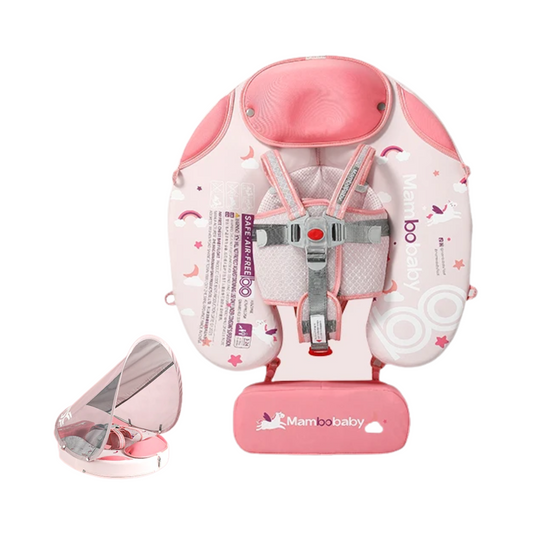 Foldable Baby Pool Float Pink with Sun Shade