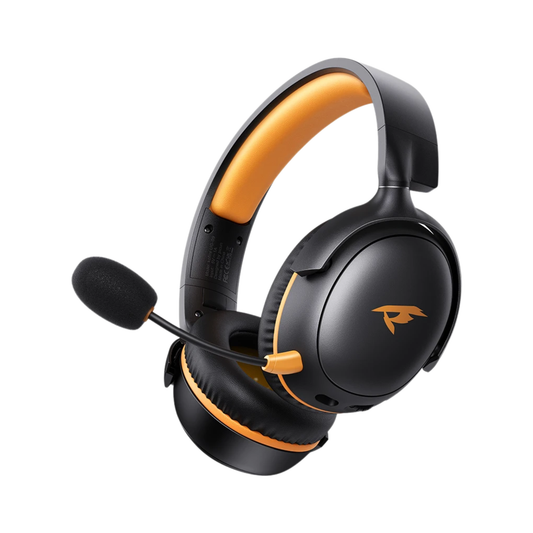 Black Orange Wireless Gaming Headset with Deep Bass and Mic