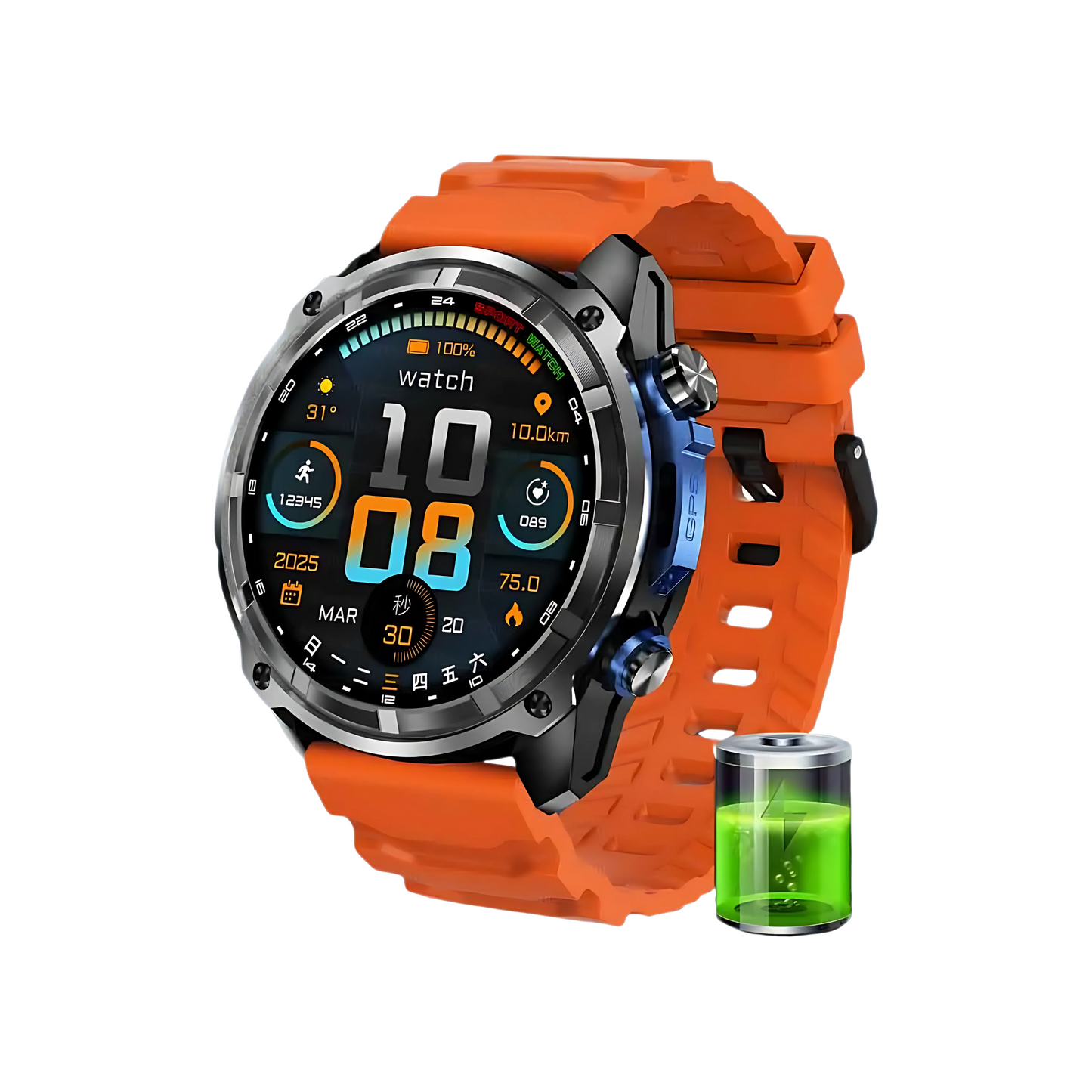 Orange GPS Smart Watch with 4GB Music Storage