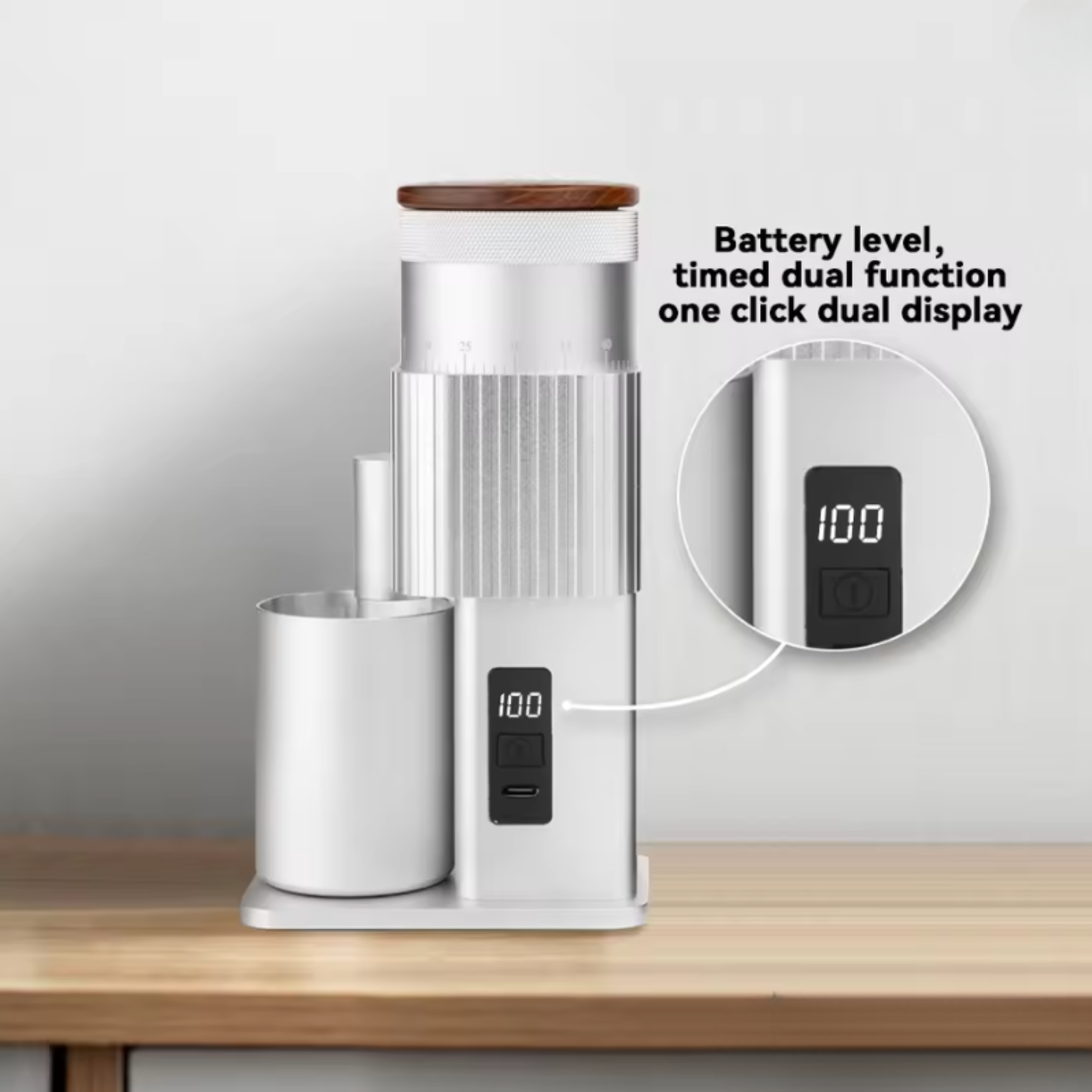 Compact Rechargeable Coffee Grinder with Adjustable Grinding Levels