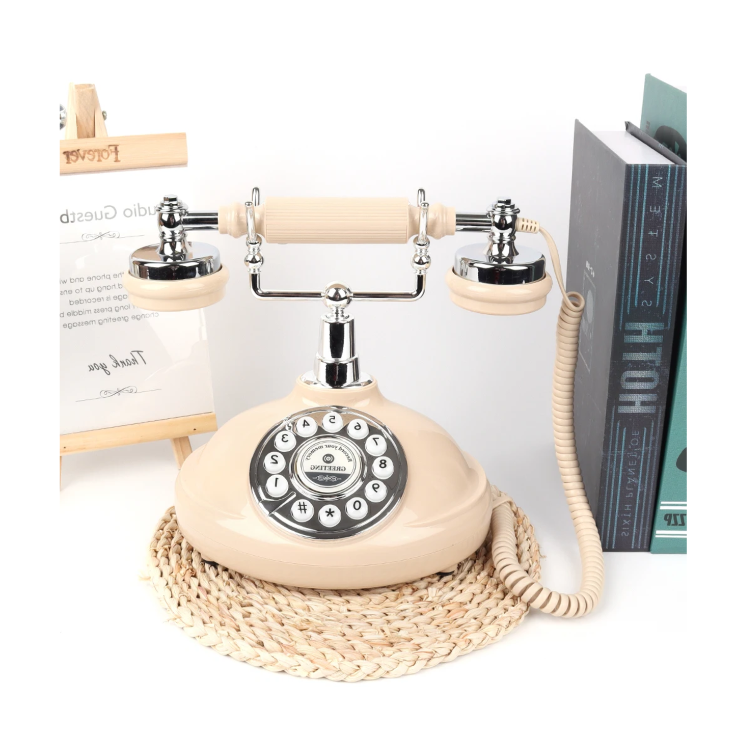 Retro Wedding Audio Guestbook Phone Beige Voice Message Recorder