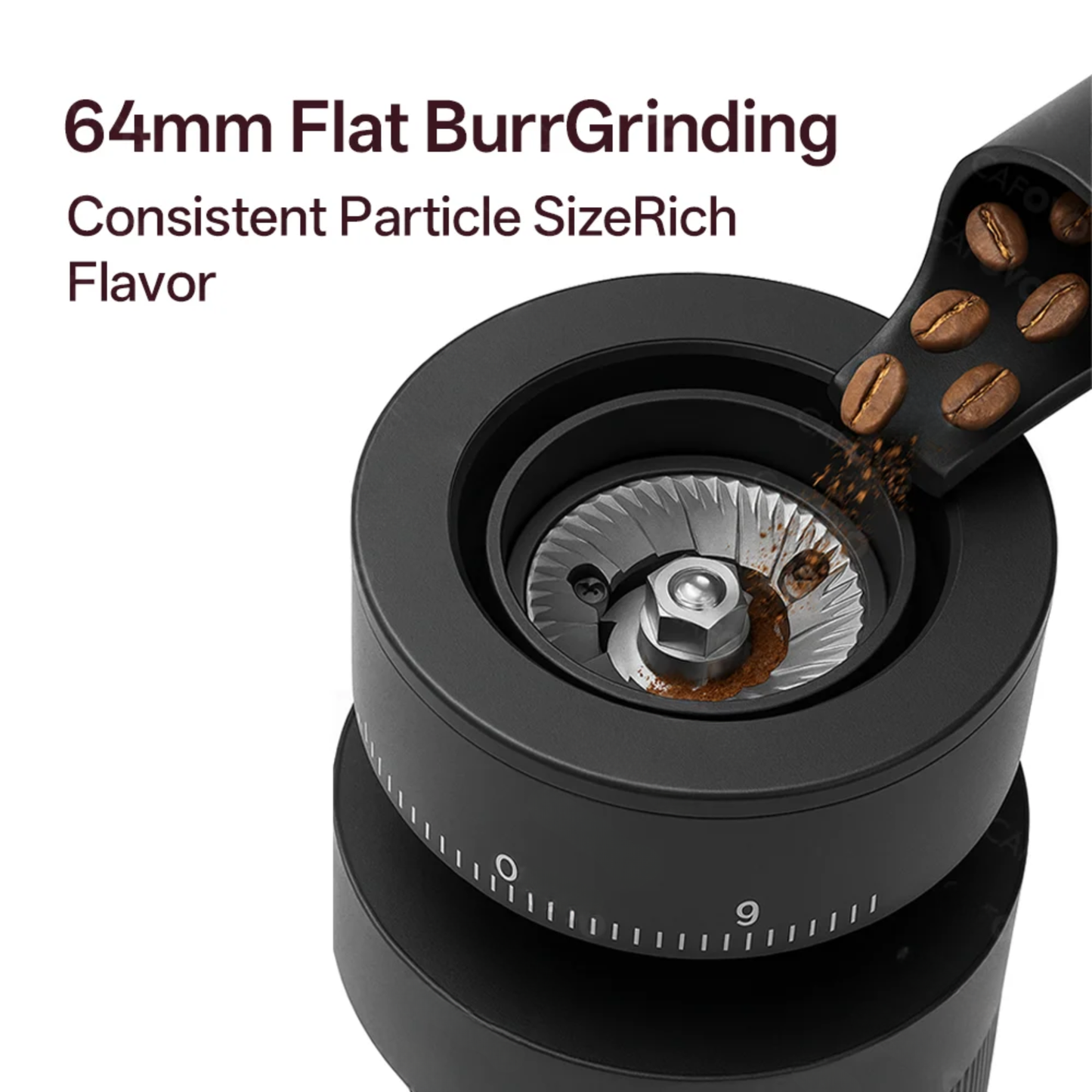 Electric Espresso Grinder 64mm Burr Stepless Adjustment 3200RPM