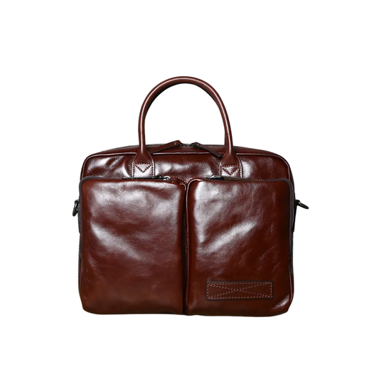 Mens Leather Briefcase Laptop Bag Business Coffee Brown
