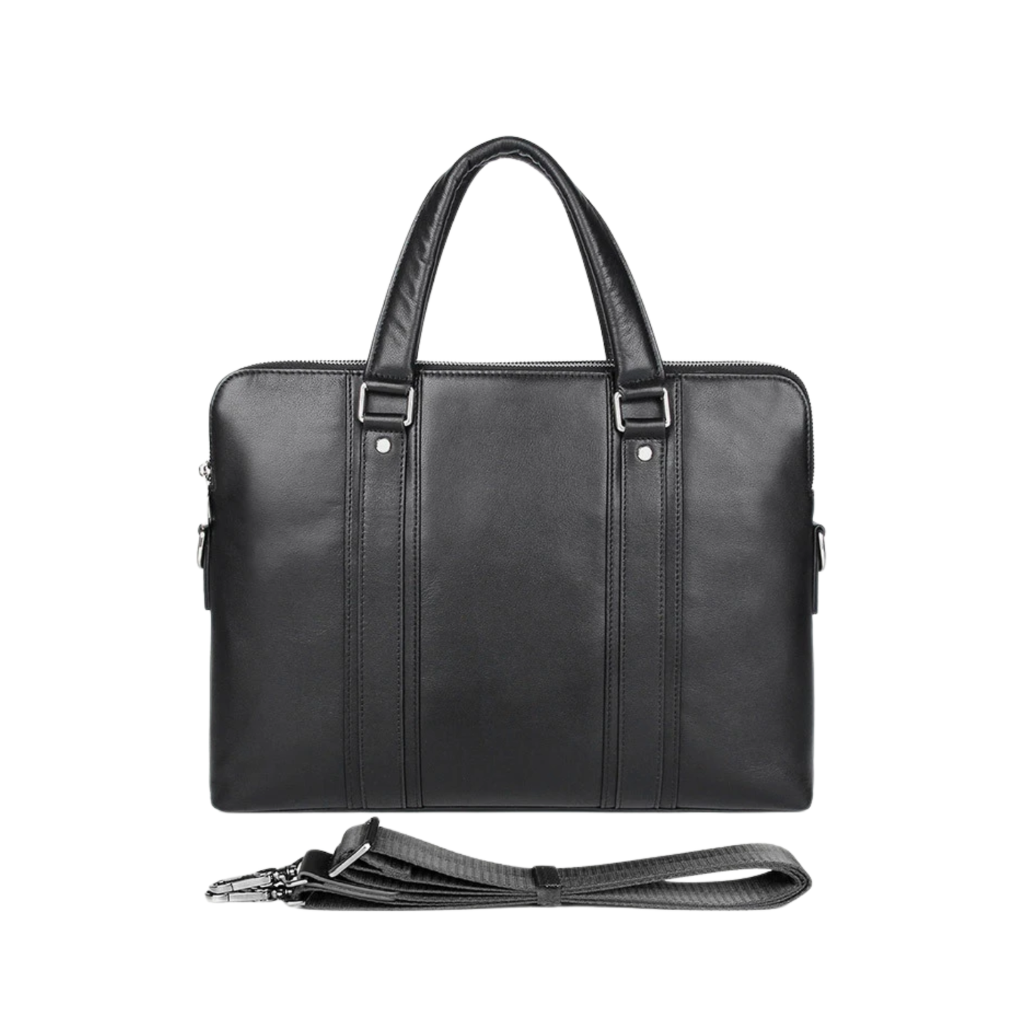 Leather Business Shoulder Bag 15.6" Black