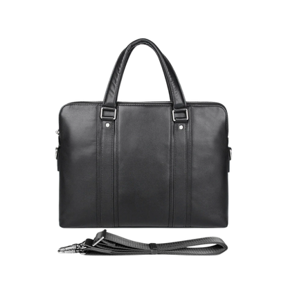 Leather Business Shoulder Bag 15.6" Black