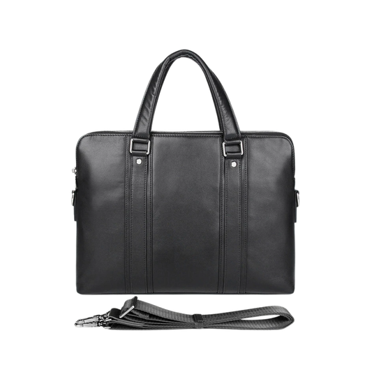 Leather Business Shoulder Bag 15.6" Black