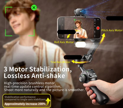Handheld Phone Gimbal 3-Axis Stabilizer with Extension Rod