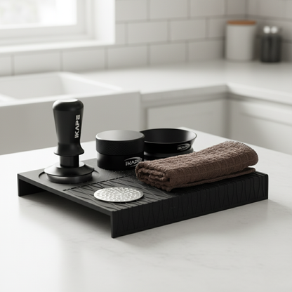 51mm Espresso Coffee Tamper with Silicone Mat and Distributor Black