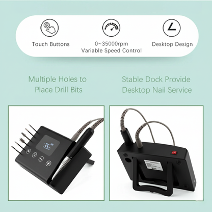 Powerful Electric Nail Drill 85W with Bits Black
