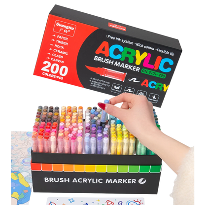 200 Colour Artist Marker Set Soft Tip Drawing Paint Pens