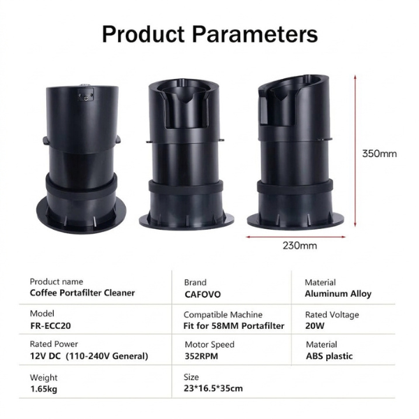 58mm Electric Portafilter Cleaner 352RPM Coffee Machine