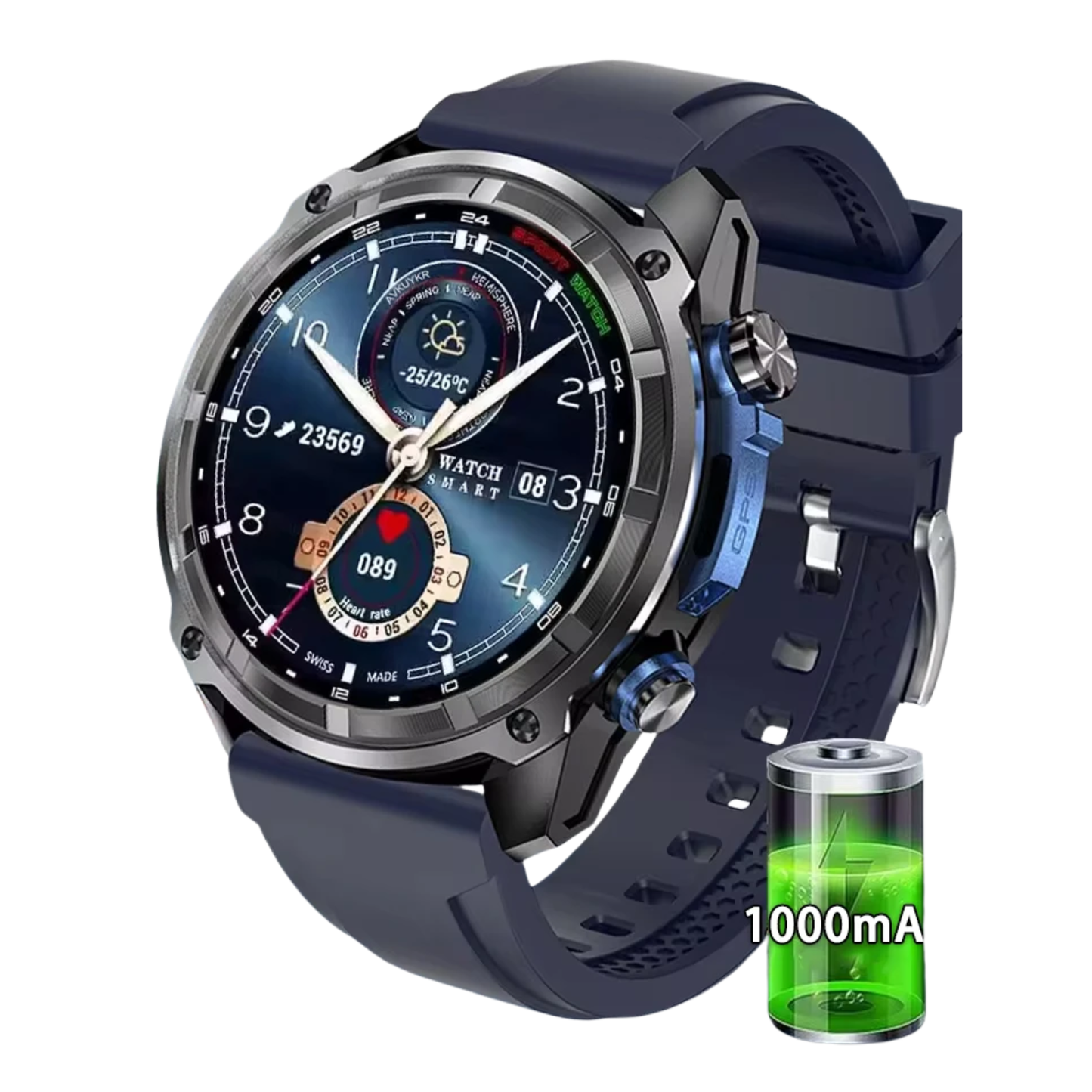 Blue GPS Smart Watch 10ATM Waterproof