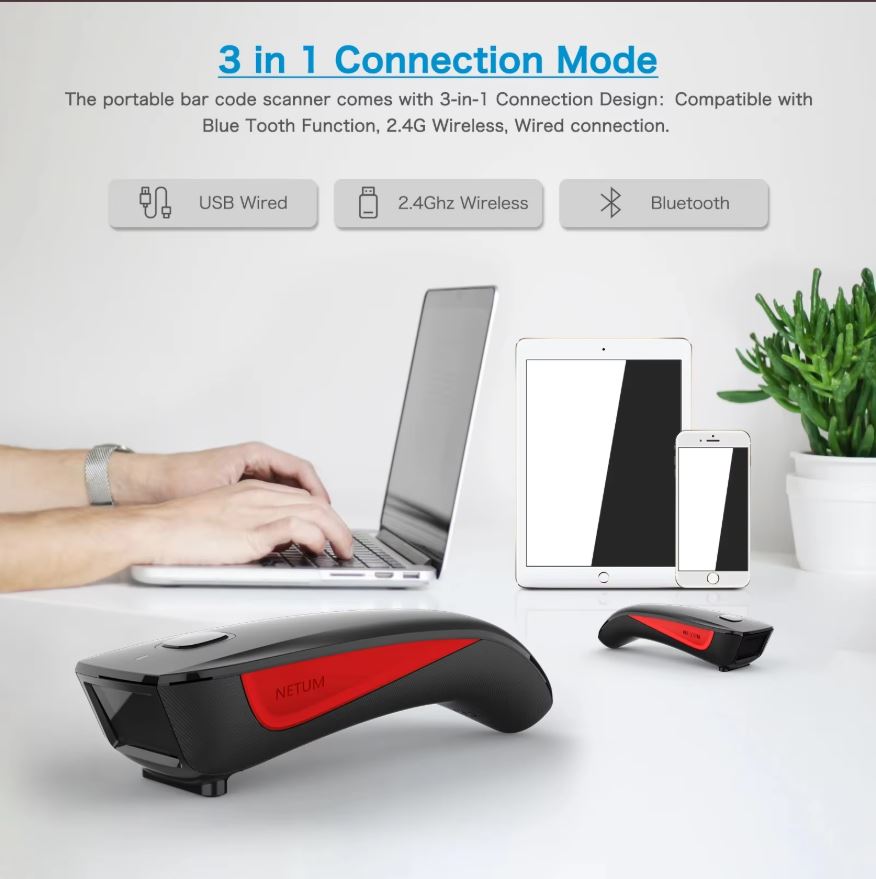 Portable Bluetooth 2D Barcode Scanner for iOS Android