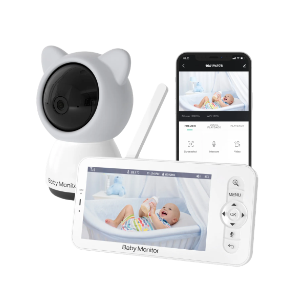 WiFi Baby Monitor 5-Inch LCD PTZ Camera App Control